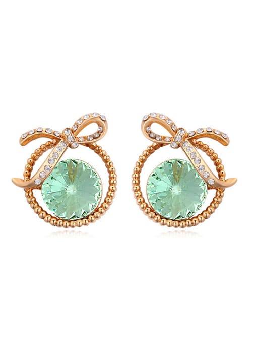 green austrian Elements Crystal Earrings elegant bow earrings with crystal appearance