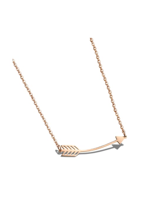 Rose Gold Simple Little Arrow Pendant Titanium Women Necklace