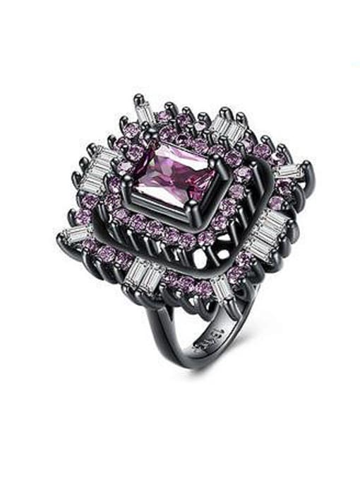 pink 12# Exaggerated Zircon Gun Color Plated Ring