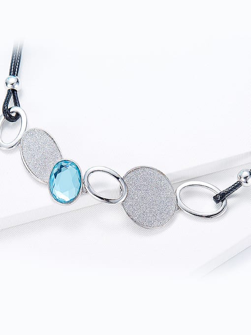 blue Oval-shaped austrian Crystal Necklace