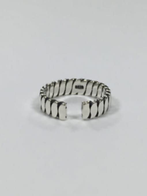 DAKA Simple Antique Silver Plated Silver Opening Ring 3