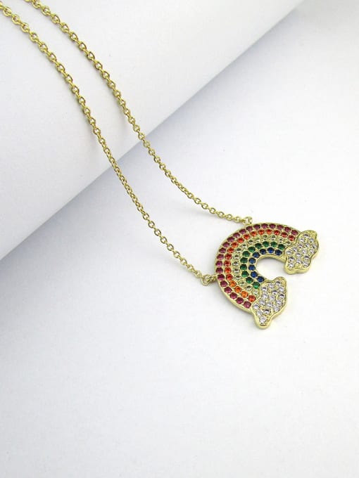 ALI Copper With Gold Plated Cubic Zirconia Cute Rainbow Necklaces 2
