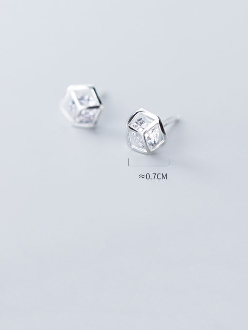 Rosh 925 Sterling Silver With Cubic Zirconia Simplistic Geometric Stud Earrings 2