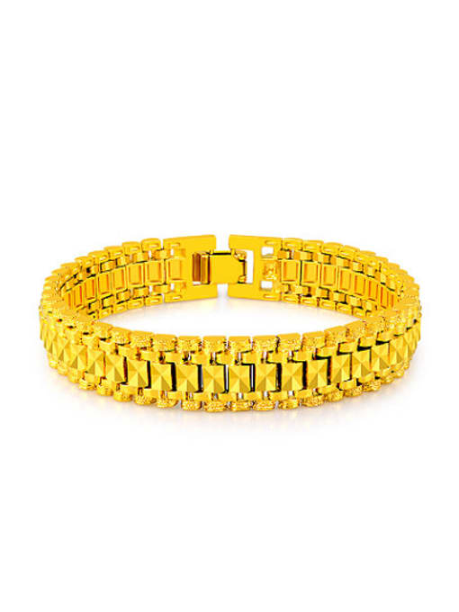 Yi Heng Da Women Exquisite 24K Gold Plated Geometric Shaped Copper Bracelet 0
