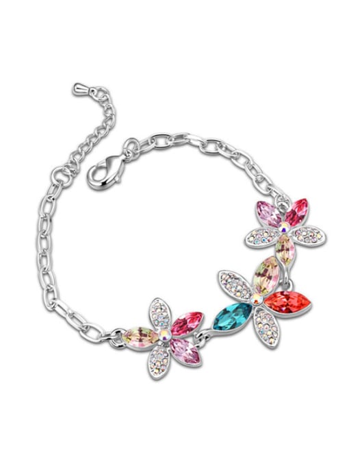 multi-color Fashion Shiny austrian Crystals-covered Flowers Alloy Bracelet