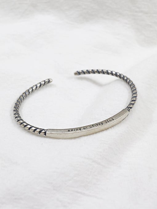 DAKA 925 Sterling Silver With Antique Silver Plated Vintage square tube Bracelet 2