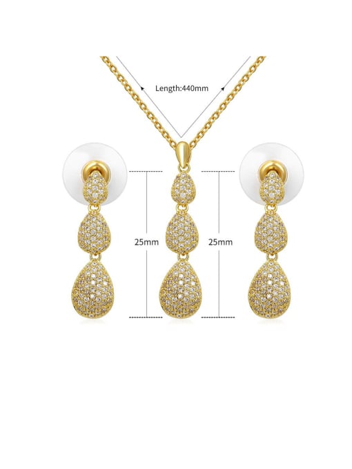 Mo Hai Copper With Cubic Zirconia  Delicate Water Drop Earrings And Necklaces 2 Piece Jewelry Set 3