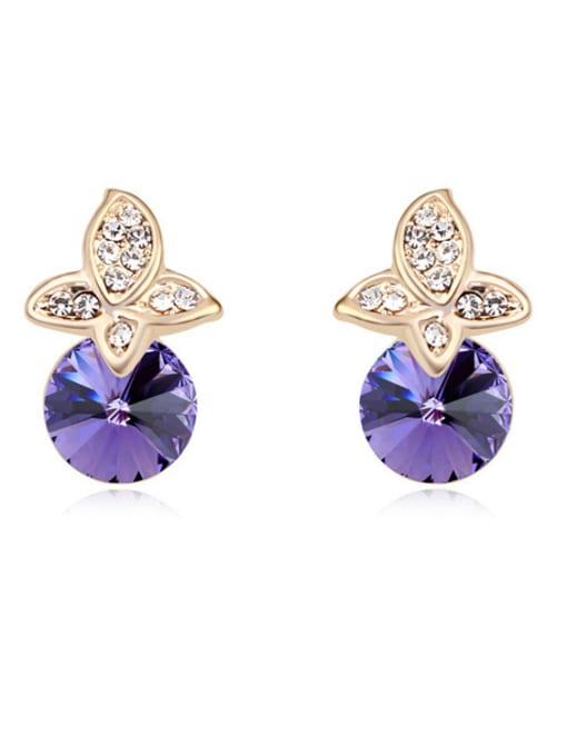 purple Fashion Cubic austrian Crystals Alloy Stud Earrings