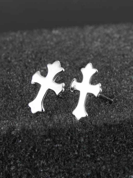 SANTIAGO Simple 925 Sterling Silver Little Cross Stud Earrings 1