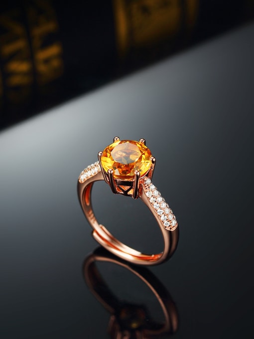 Deli Rose Gold Plated Citrine Zircon Engagement Ring 2