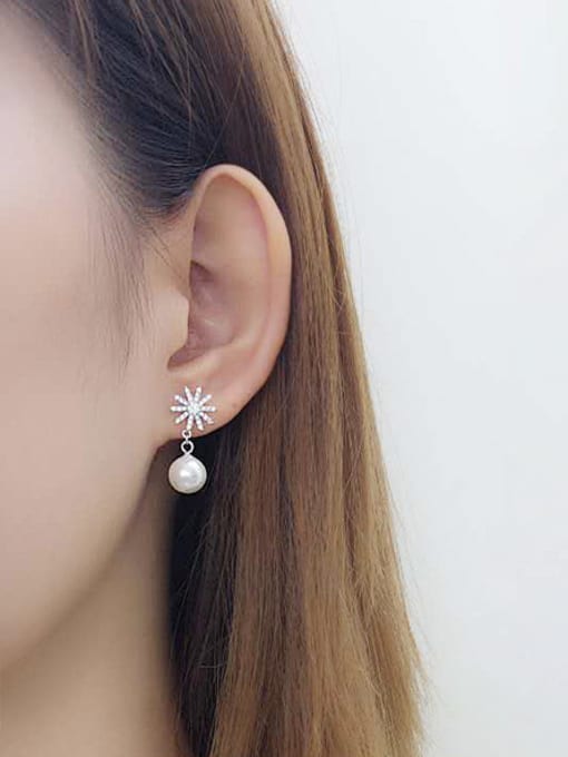 Peng Yuan Freshwater Pearl Zircon Asymmetrical Earrings 1
