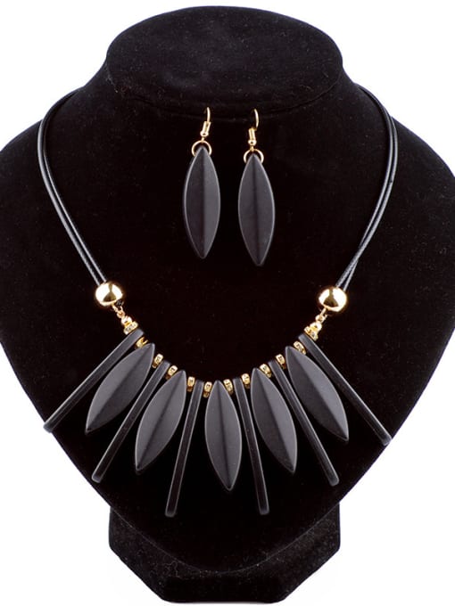 Black Fashion Geometrical Paint-Acrylic Alloy Two Pieces Jewelry Set
