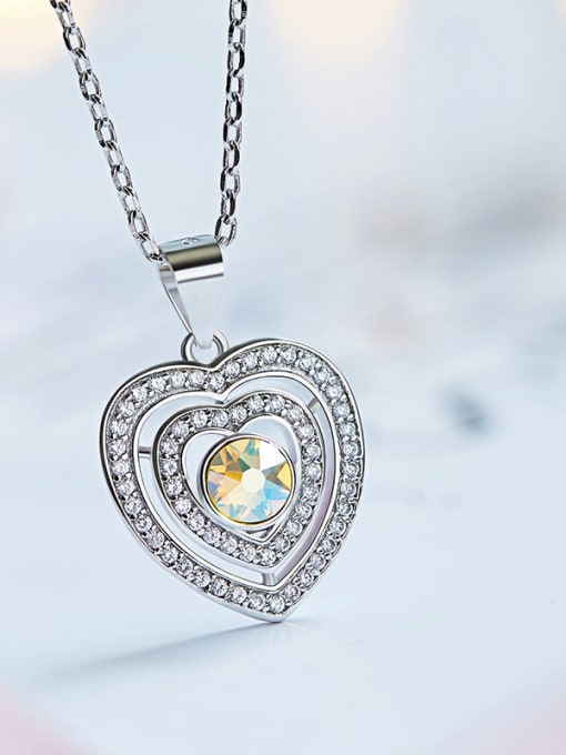 Yellow Heart-shaped Crystal Necklace
