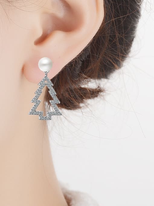 AI Fei Er Personalized Christmas Tree Imitation Pearl Stud Earrings 1