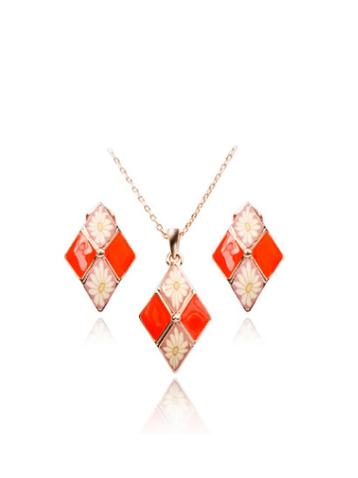 Rose Gold Ethnic Style Diamond Shaped Polymer Clay Two Pieces Jewelry Set