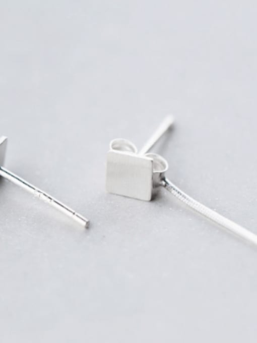 Rosh S925 silver drawing simple fashion square line threader earring 2