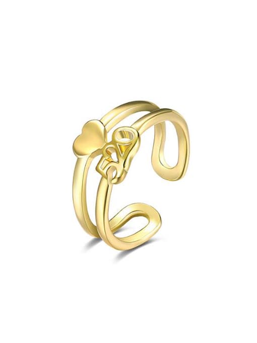 OUXI Fashion 18K Gold Heart Shaped Zircon Ring 0
