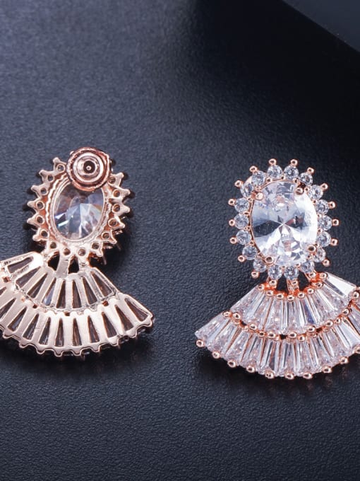 L.WIN E0215 new style, elegant fan earrings, tiny zircons, wild women 4