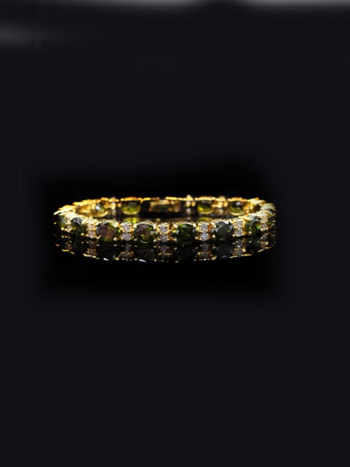 Green 17Cm Western Style Zircons Copper Bracelet