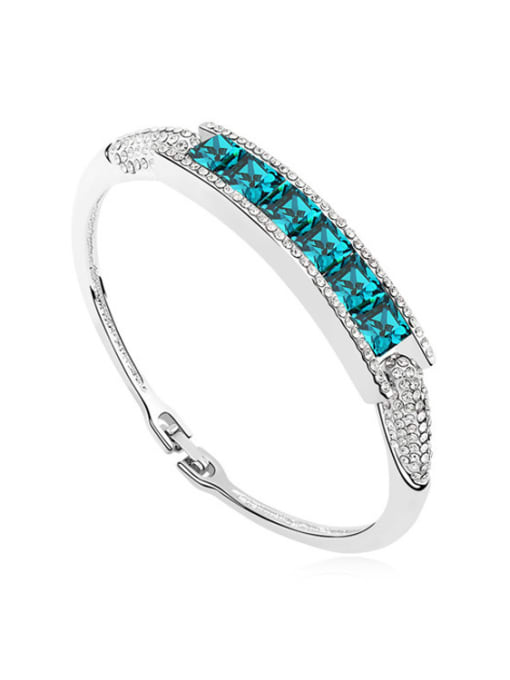 QIANZI Simple Square austrian Crystals-accented Alloy Bangle 1
