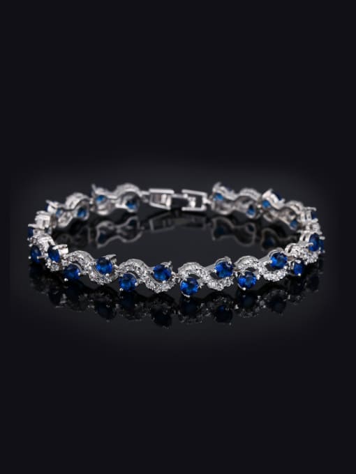 Dark Blue 17.5cm Color Zircon Copper Bracelet