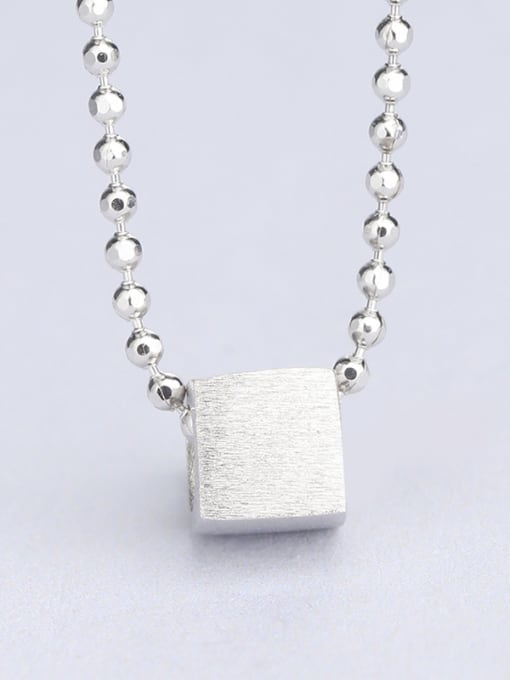 One Silver Square Shaped Necklace 2