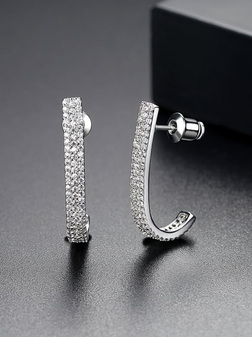 BLING SU Fashion J-shape AAA micro zircons Earrings 2