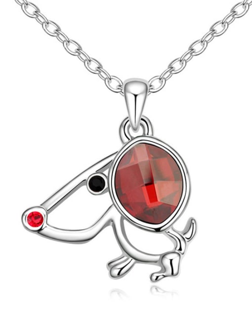 red Personalized Zodiac Dog austrian Crystals Pendant Alloy Necklace
