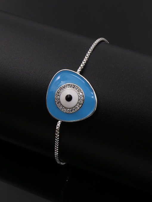 Silver Blue Enamel Eye Stretch Bracelet