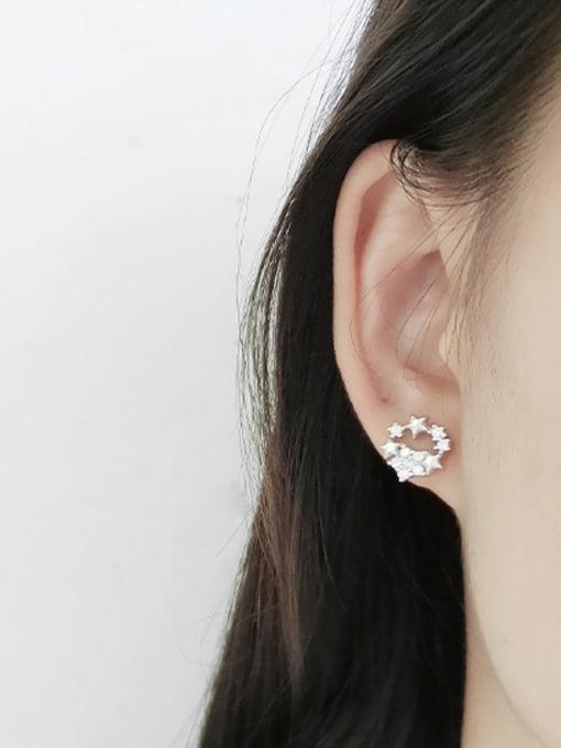 DAKA Fashion Tiny Star Cubic Zirconias Silver Stud Earrings 1