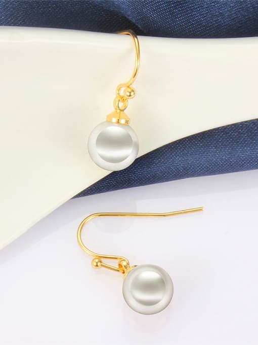 SANTIAGO White 18K Gold Plated Artificial Pearl Drop Earrings 1