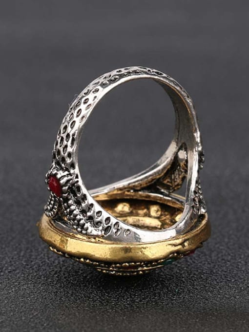 Gujin Retro style Resin stones White Crystals Round Alloy Ring 2