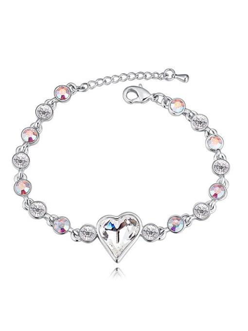 White Fashion Cubic Heart austrian Crystals Alloy Bracelet