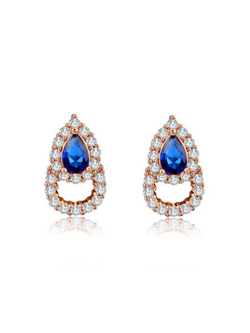 Ronaldo Exquisite Double Water Drop Shaped Zircon Earrings 0