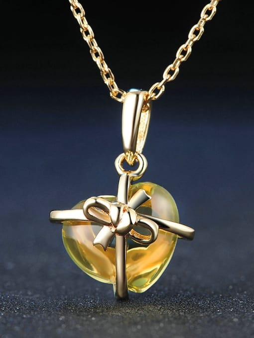 ZK Heart-shape Yellow Crystal Pendant with Gold Plated 2