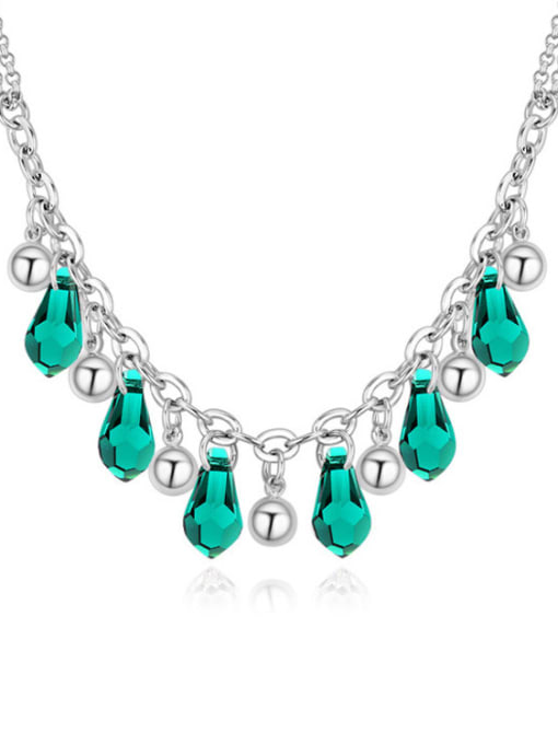 green Fashion Water Drop austrian Crystals Little Beads Alloy Necklace