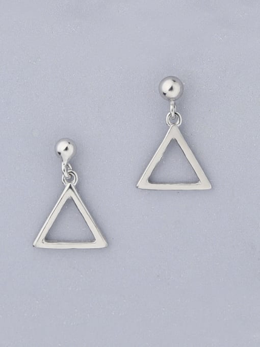 One Silver Women Triangle Shaped Drop Earrings 0