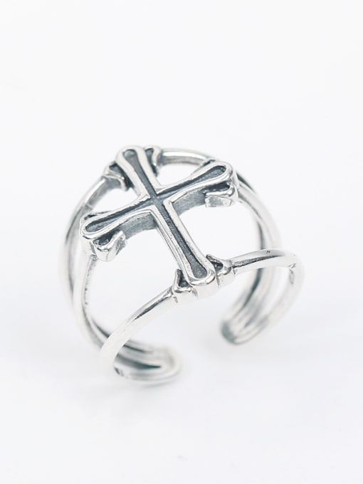 Peng Yuan Retro Cross Three-band Opening Ring 1