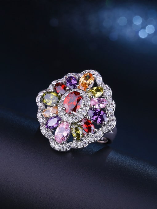 L.WIN White Gold Plated Colorful Ring 0