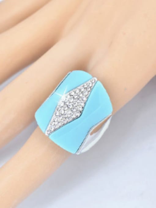 Wei Jia Exaggerated Blue Acrylic Tiny Rhinestones Alloy Ring 1