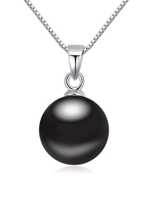 Black Simple Imitation Pearl Pendant Alloy Necklace