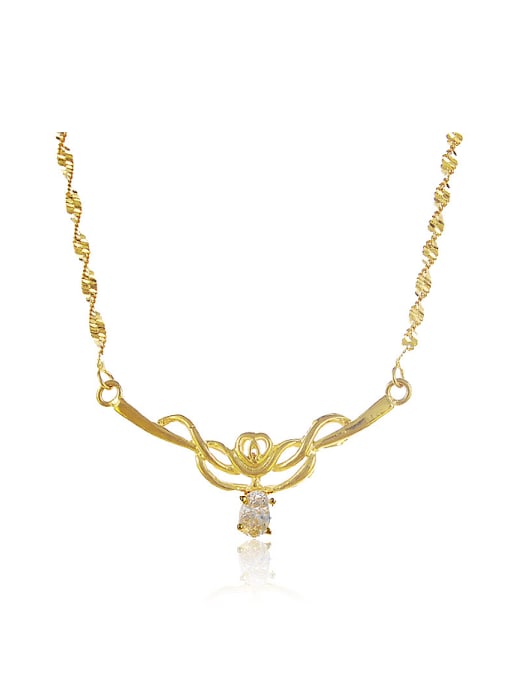 Yi Heng Da Elegant 24K Gold Plated Flower Design Rhinestone Necklace 0