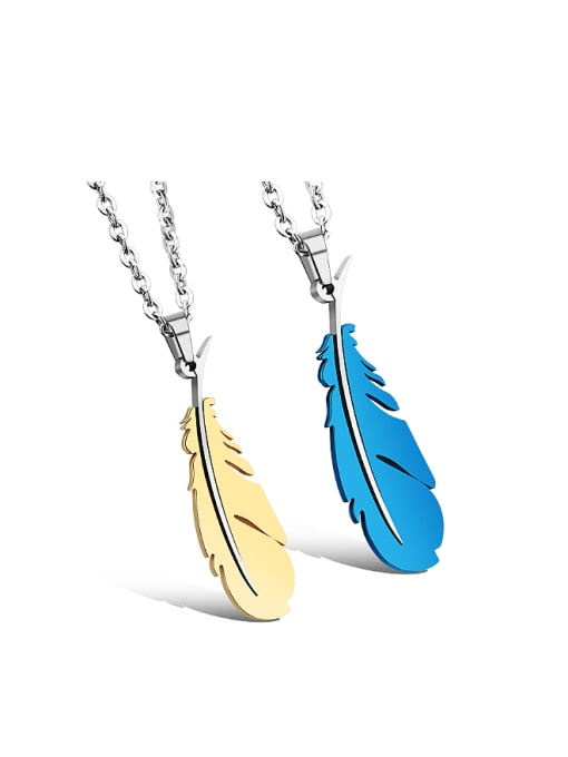 Open Sky Personalized Feather Titanium Lovers Necklace 0