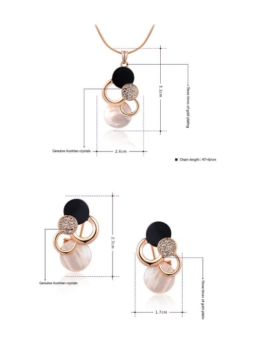 Ronaldo All-match Rose Gold Plated Cloud Shaped Austria Crystal Two Pieces Jewelry Set 1