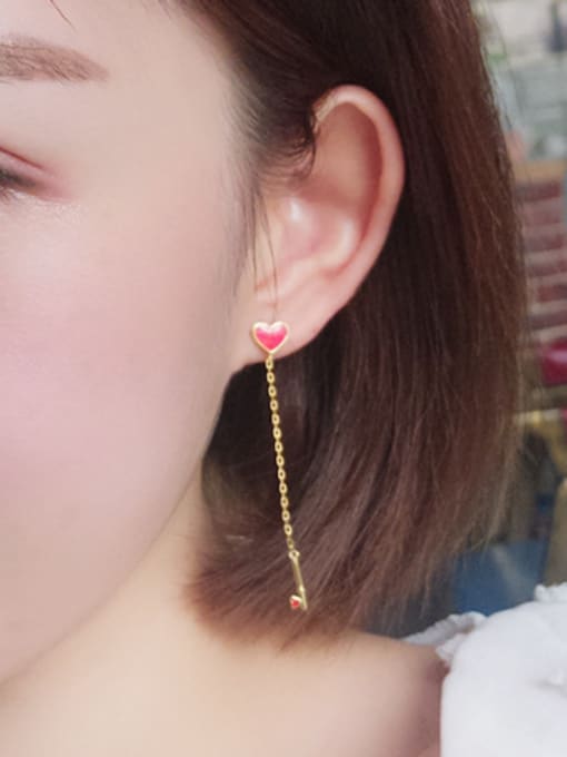 Peng Yuan Little Red Heart shapes Gold Plated Earrings 1