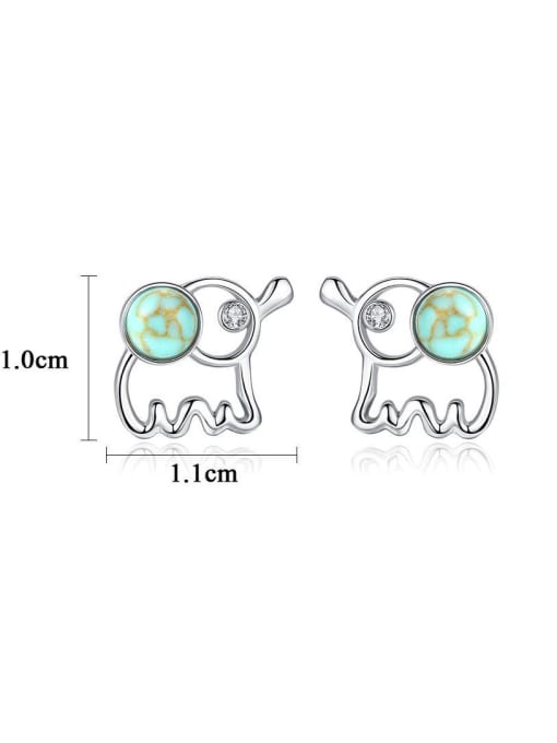 CCUI 925 Sterling Silver WithTurquoise Cute Animal Elephant Stud Earrings 3