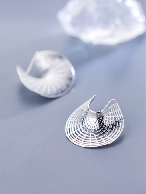 Rosh 925 Sterling Silver  Personality Geometric Stud Earrings 1