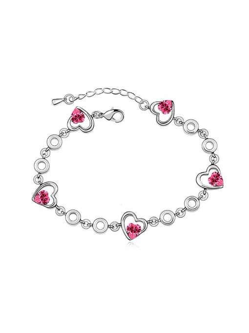 pink Simple Heart austrian Crystals Alloy Bracelet
