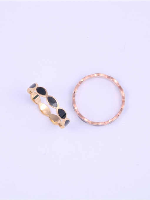 GROSE Titanium With Gold Plated Simplistic Round Band Rings 3