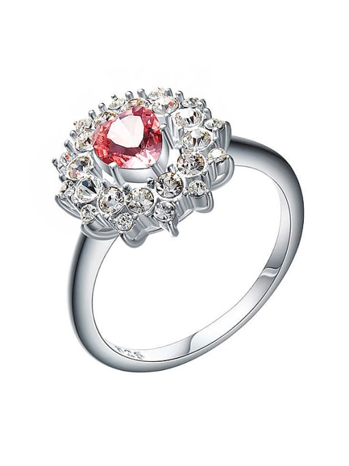 CEIDAI 925 Silver Flower-shaped Engagement Ring 0
